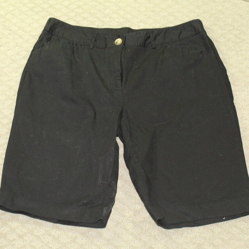Kim Rogers Women's Size 14 Black Bermuda Cotton Spandex Stretch Shorts